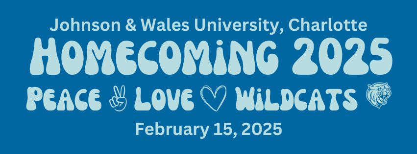 themed banner displaying Homecoming date (February 15, 2025)