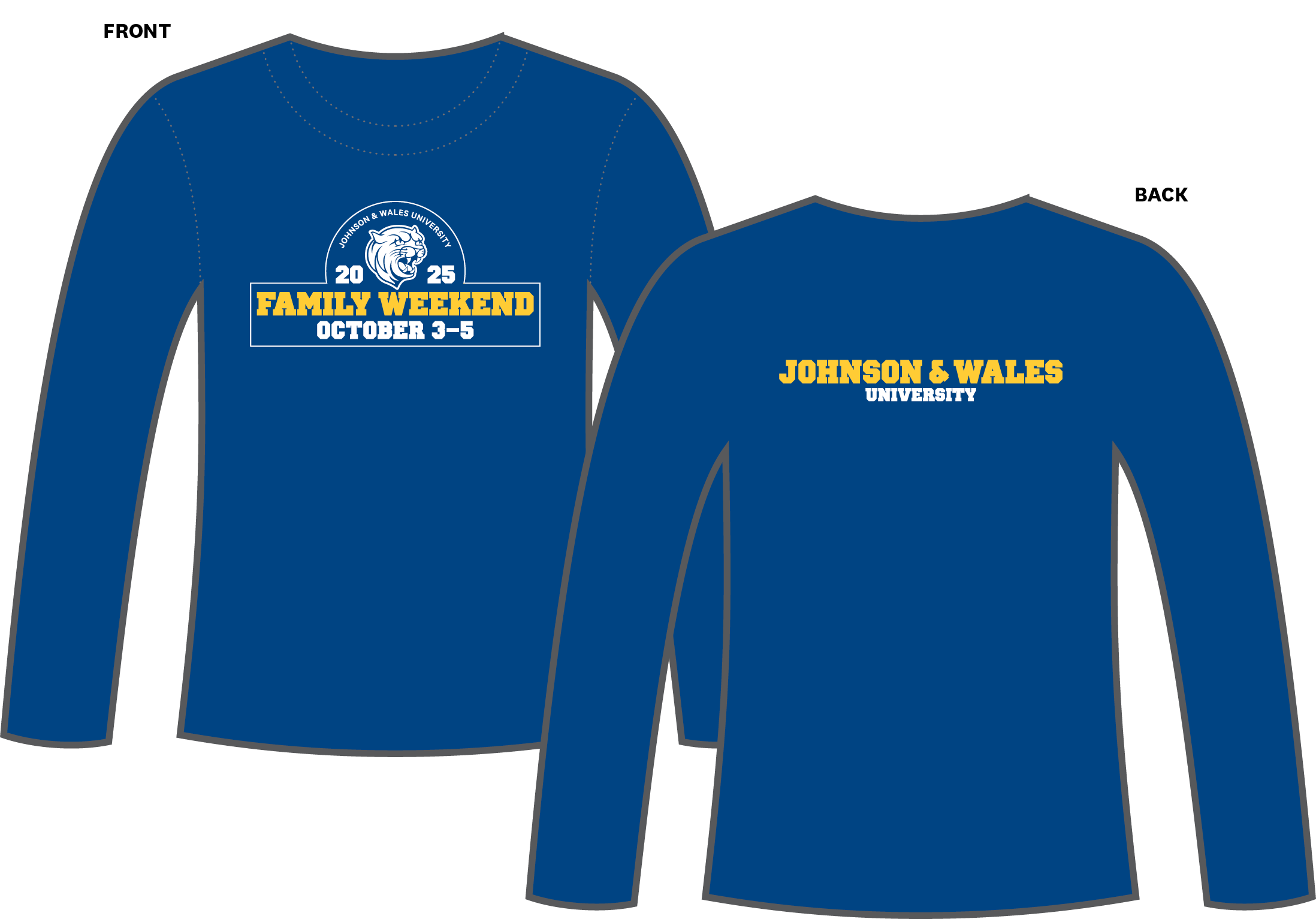 Sample image of the tshirt. Family Weekend 2025 logo