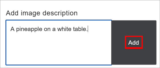 Alternative text typed in a box next to the Add button