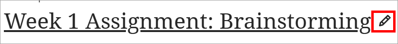 Pencil icon selected next to the assignment title.