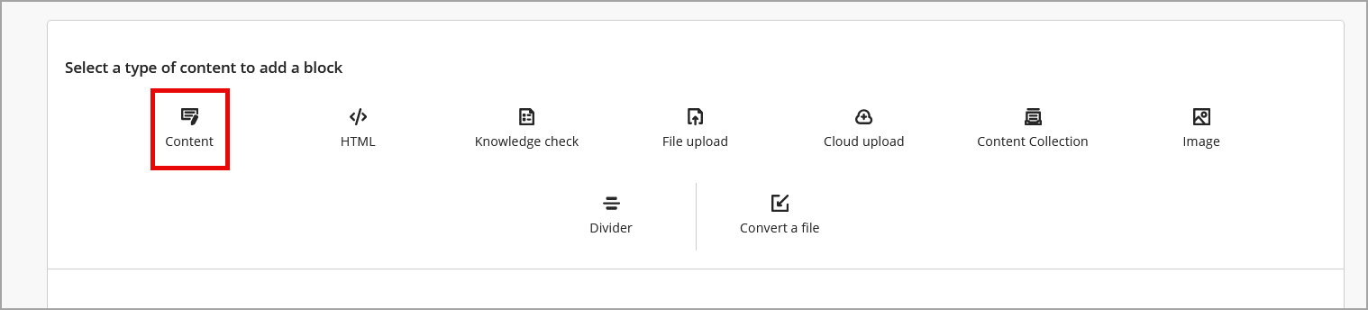 The content icon is highlighted