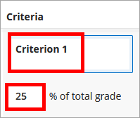Rubric criteria selected for editing
