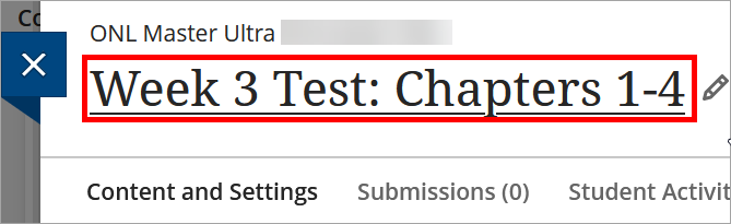 Test title highlighted