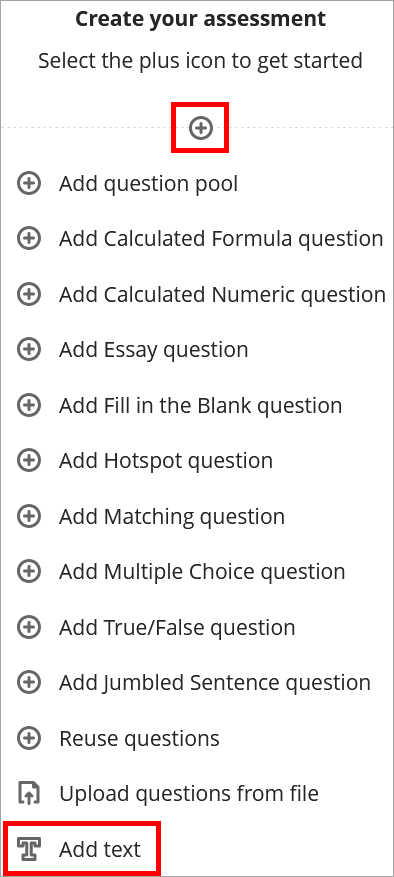 Add text option highlighted