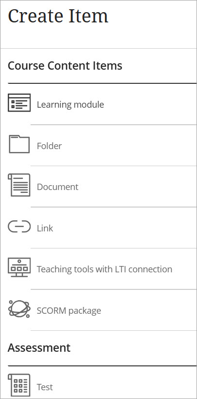 Create item listing course content items.