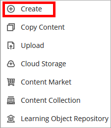 Create menu option selected