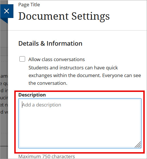 Document Description box highlighted