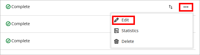 Three dot menu selected along with Edit option