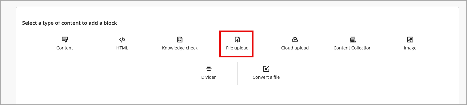 The File upload icon is highlighted