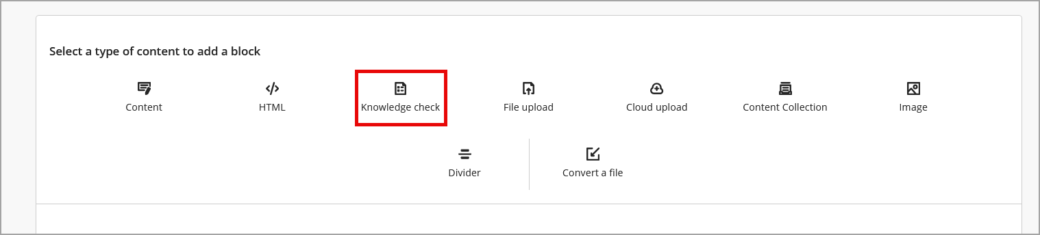 The Knowledge check option is highlighted