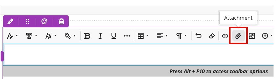 Highlight of the Attachment icon represented by a paperclip