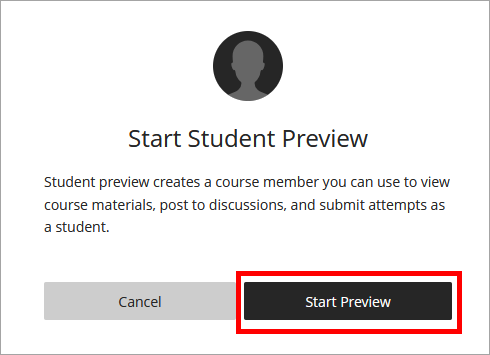 Start Student Preview Button
