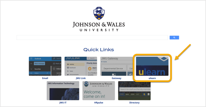 Quick Links page with all the important websites for JWU.