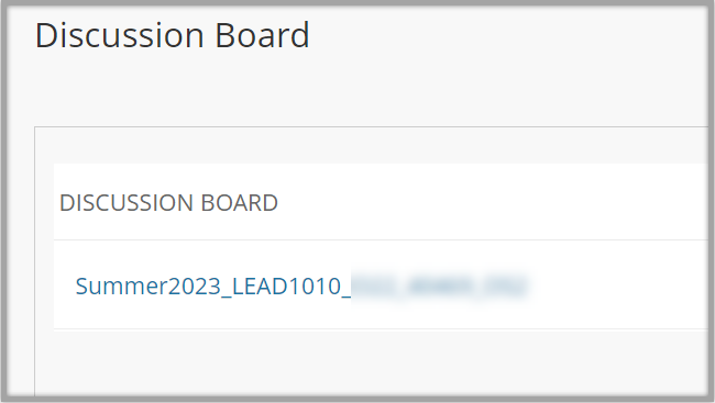 The course's name is listed in the discussion board page.