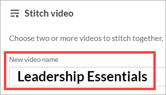 Video name typed in New video name box.