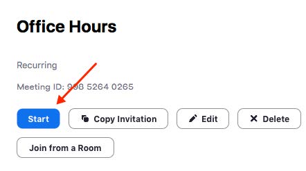Zoom meeting start button.