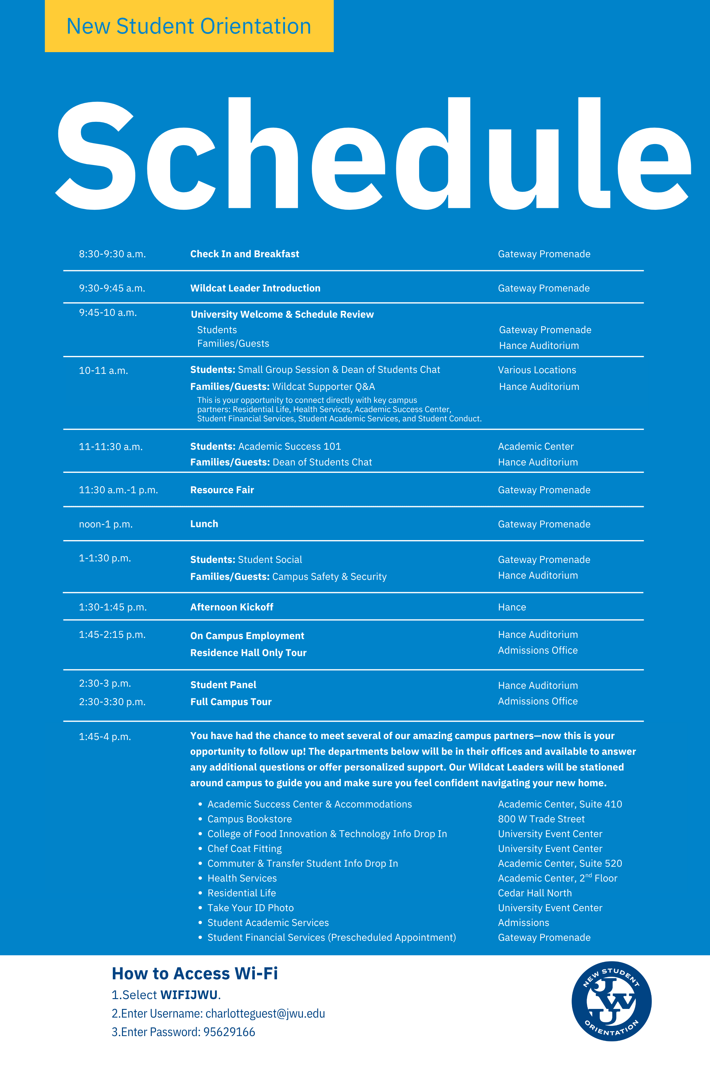 July 14th New Student Orientation Schedule