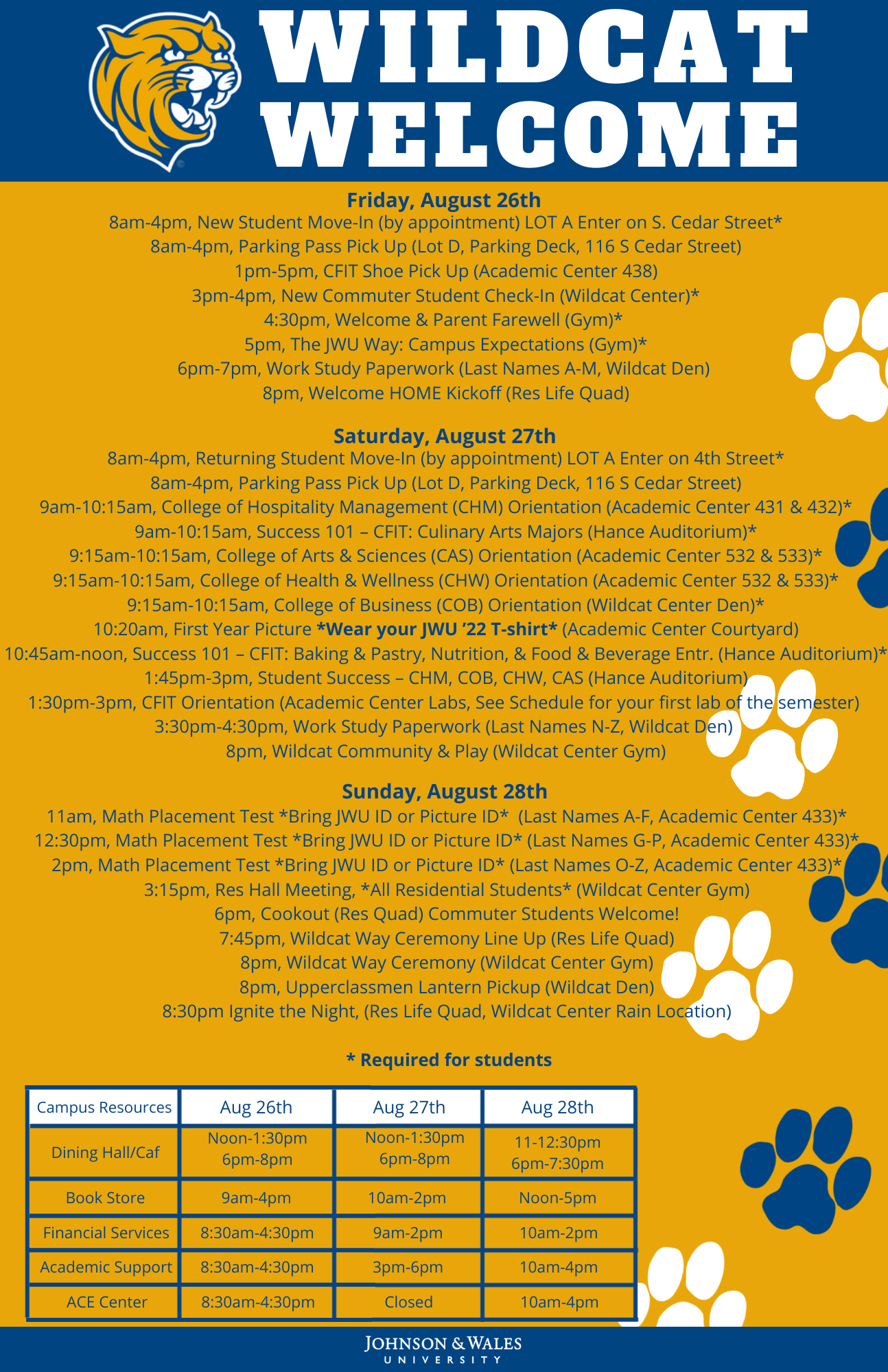 Charlotte Wildcat Welcome Events Wildcat Welcome Johnson Wales 